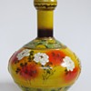 Japanese or Chinese Pottery Vase w/Handpainted Floral Design & Enamel Ornament