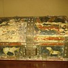 Antique Painted Leather Covered Jewelry Trunk
