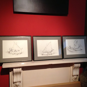 3 nice hand drawing by Lincoln seligman 1979 - Posters and Prints
