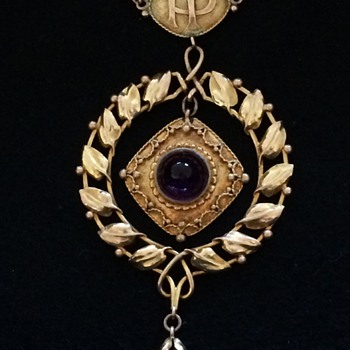 Arts & Crafts gold amethyst pendent necklace. - Fine Jewelry