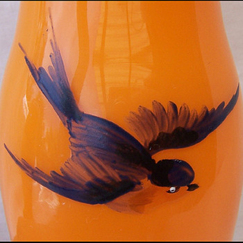 PAINTED BOHEMIAN GLASS - ORANGE - Art Glass