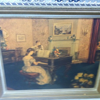 Girl Playing Piano Painting - Visual Art