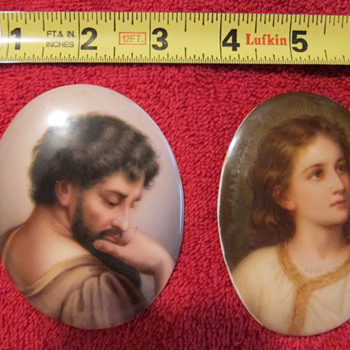 KPM? Or KPM style pair of superb quality miniature paintings on porcelain oval plaque.
