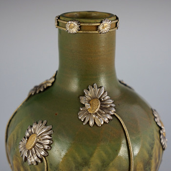 Lucien Gaillard Gold & Silver Mounted Ceramic Vase - Art Nouveau