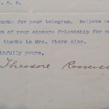Theodore Roosevelt signed letter - Paper