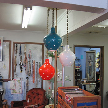 ceramic shade tension pole lamp