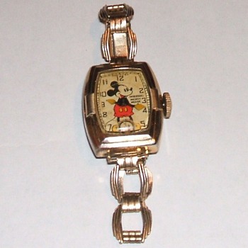 1938 10K Gold Plated "Deluxe" Mickey  Mouse Wristwatch