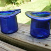 2 Blue cobalt glass  top hats
