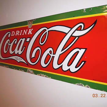 1930's, 12"x31" Porcelain Coca-Cola Sign