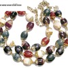 Art Glass Bead Necklace unknown hang tag