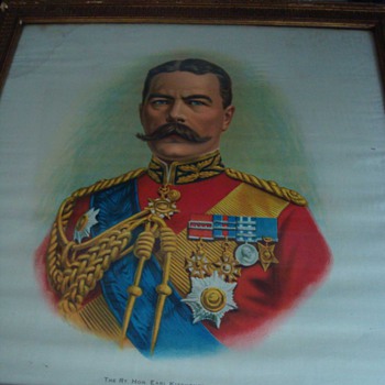 WWI Original Prints on Silk: Earl Kitchener - 1 of 2 - Military and Wartime