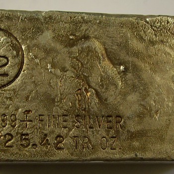 25.42 Ounce Bar of 999+ fine Silver from M-2 Refining