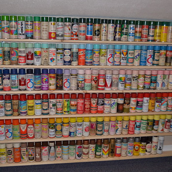 New shelves for my spray paint can collection - Advertising