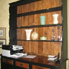 Old cupboard and 3 vases