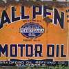 RARE ALL PEN Motor Oil Double Sided Porcelain Sign One of a Kind? Permit 10!