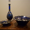 Blue glass dessert set