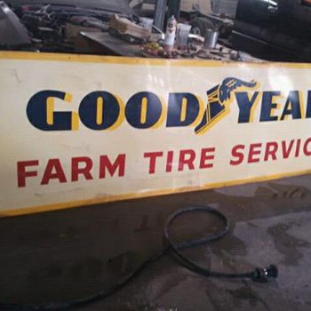 1959 two sided good year farm and tire sign,  - Signs