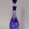 VINTAGE COBALT BLUE CUT TO CLEAR CZECH BOHEMIAN DECANTER