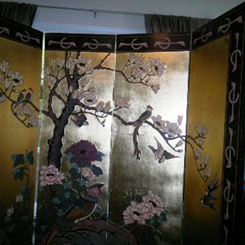Large Oriental  Wood Carved  Panel 