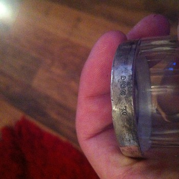 Silver rimmed shot glass (i think) - Art Glass