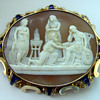 Rare scenic cameo in enameled gold frame