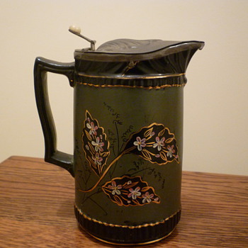 Pottery flaggon with pewter lid - China and Dinnerware