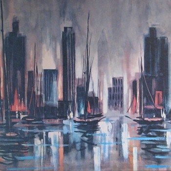 Mid Century Modern Metropolitan Harbor by Allan McClain