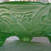 Jolly Green Uranium/Vaseline Figural & Flower Bowl 
