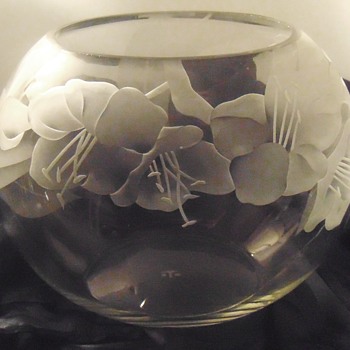 Dorothy C. Thorpe Sand Carved Azalea Vase - Art Glass