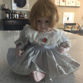 Cloth Body, Sitting Doll, Sewn on Head full legs and arms. - Dolls