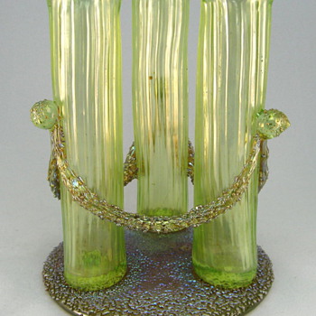 Loetz Empire 3-tube Vase - Art Glass