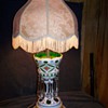 Bohemian Overlay Cut To Green Lustre Lamp
