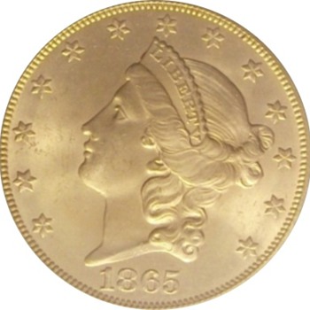 1865-S $20 Gold Double Eagle from the S.S. Brother Jonathan Shipwreck - US Coins