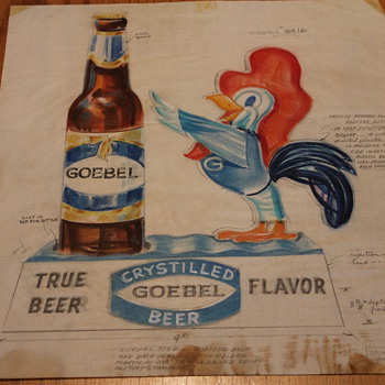 Goebel Back Bar Statue Design Drawing - Breweriana