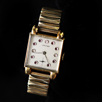 Longines Vintage 14k gold with jeweled face man's wristwatch