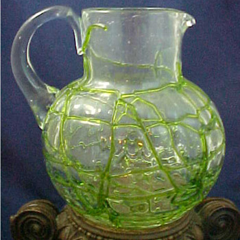 1904 Kralik Alligator Crackle Pitcher.... - Art Glass