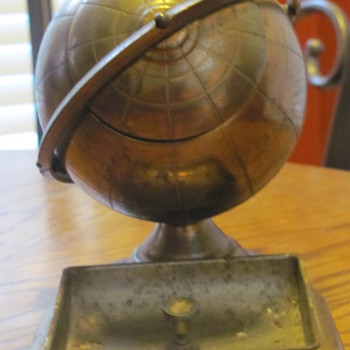 copper and brass globe ash tray