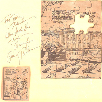 Signed Garry Trudeau/Doonesbury newspaper comic strip - Comic Books