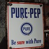The Pure Oil Company...Pure-Pep...Porcelain Pump Sign 1948...Three Colors