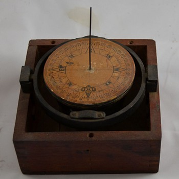 Vintage Marine Compass Labeled Texaco Wood Box Nautical 
