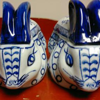 Blue & White  Porcelain rabbits