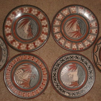 Burnished Mexican Art Plates (Hand Painted) - Art Pottery