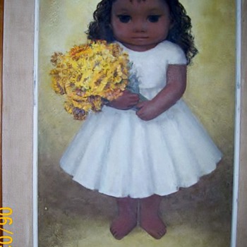 Mexican painting by Luis Vezcali of cute girl :-)