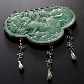Huge Jade Carved Pendant 19th century - Asian