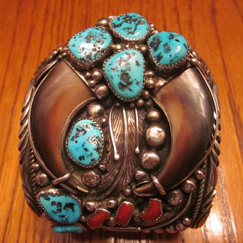 Navajo Signed Sterling Bear Claw Men's Bracelet - Fine Jewelry