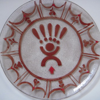Curious Modern Art Glass Plate~Provincetown MA~Signed FRANK BALL