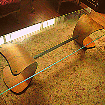 Art Deco Coffee Table, Mid Century, Thick Glass 60 Inches Long, Canadian? - Art Deco
