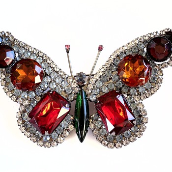 Gorgeous Huge Pave Rhinestone KJL Butterfly Brooch Pin
