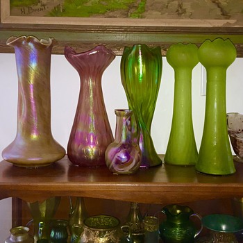 Monumental Rindskopfs in Iridescent Coloured Vases - Art Glass