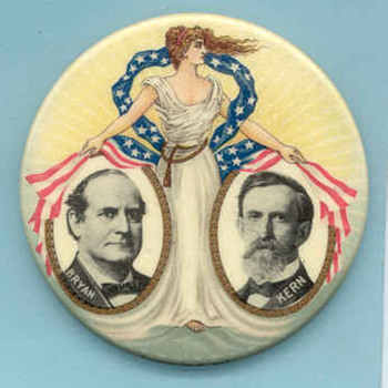 Bryan & Kern button from 1908 - Medals Pins and Badges